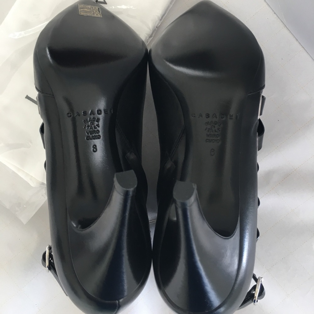 Casadei Leather Black Ankle Booties Sz 7.5 US / 38 EU - Picture 7 of 8